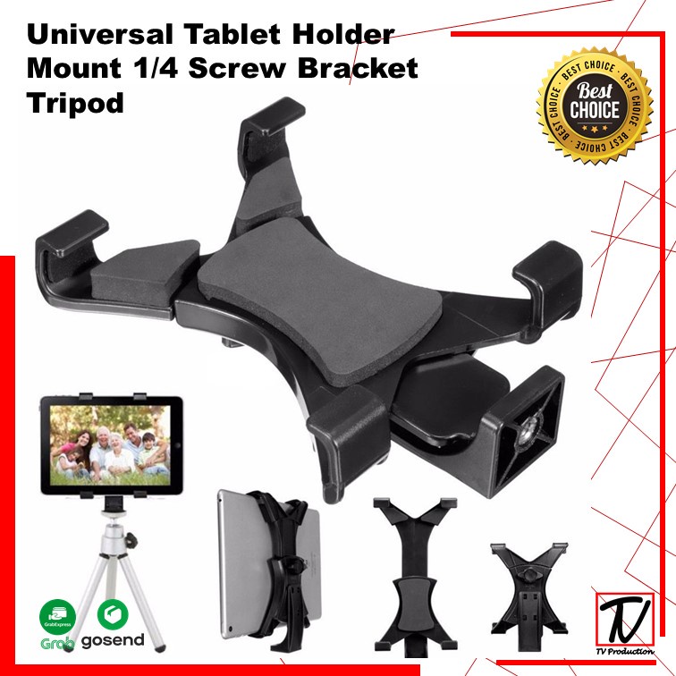 Universal Tablet Holder Mount 1/4 Screw Bracket Tripod