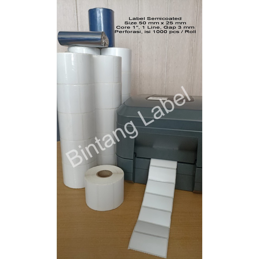 

LABEL BARCODE SEMICOATED 50X25 MM 1 LINE ISI 1000 PCS/ROLL