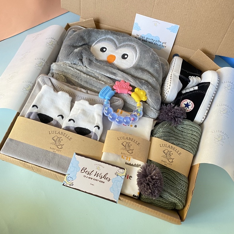 HAMPERS BAYI | KADO LAHIRAN BAYI / NEWBORN GIFT / HAMPERS BABY-OWL GREY 150