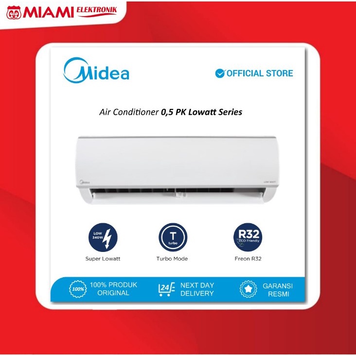 AC Midea 1/2 PK (0.5 PK) Low Watt - R32 Series - MSFO-05CRLN2-32