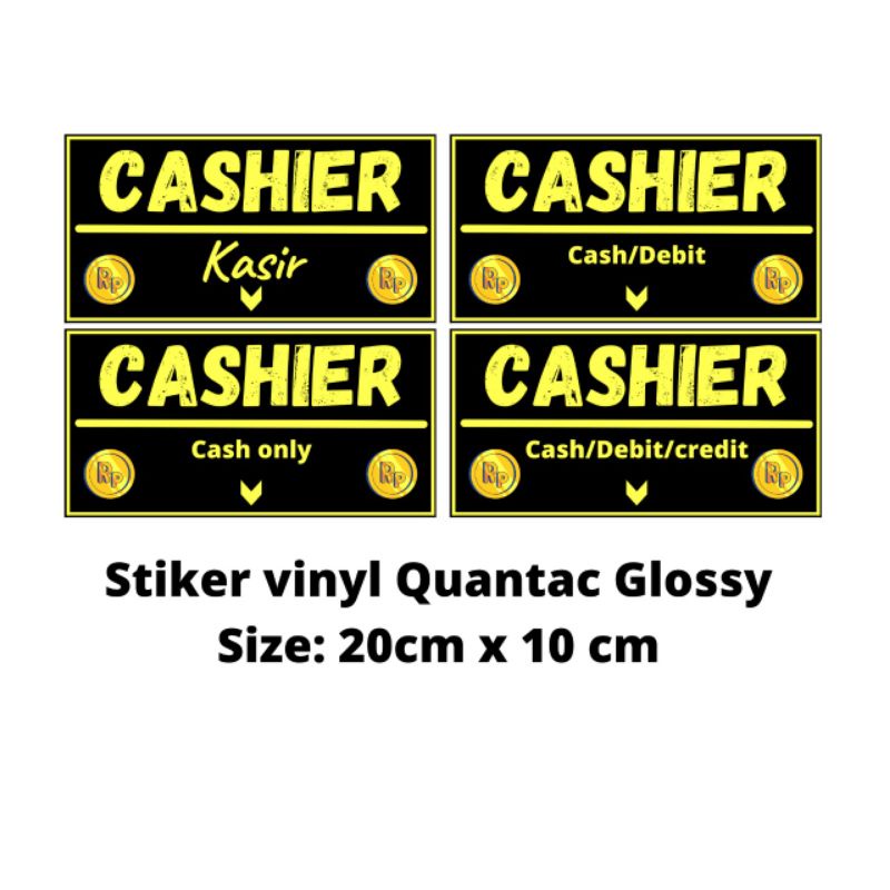 

Stiker kasir pembayaran |sticker sign cashier |stiker tanda pembayaran|stiker label toko|kedai|cafe|restaurant|stiker vinyl 20cmx10cm