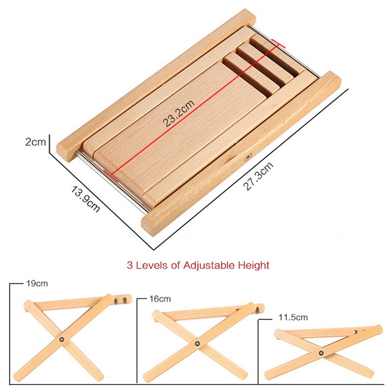 Pedal Kaki Gitar Lipat Bahan Kayu Beech Solid Dengan 3 Level Ketinggian Adjustable