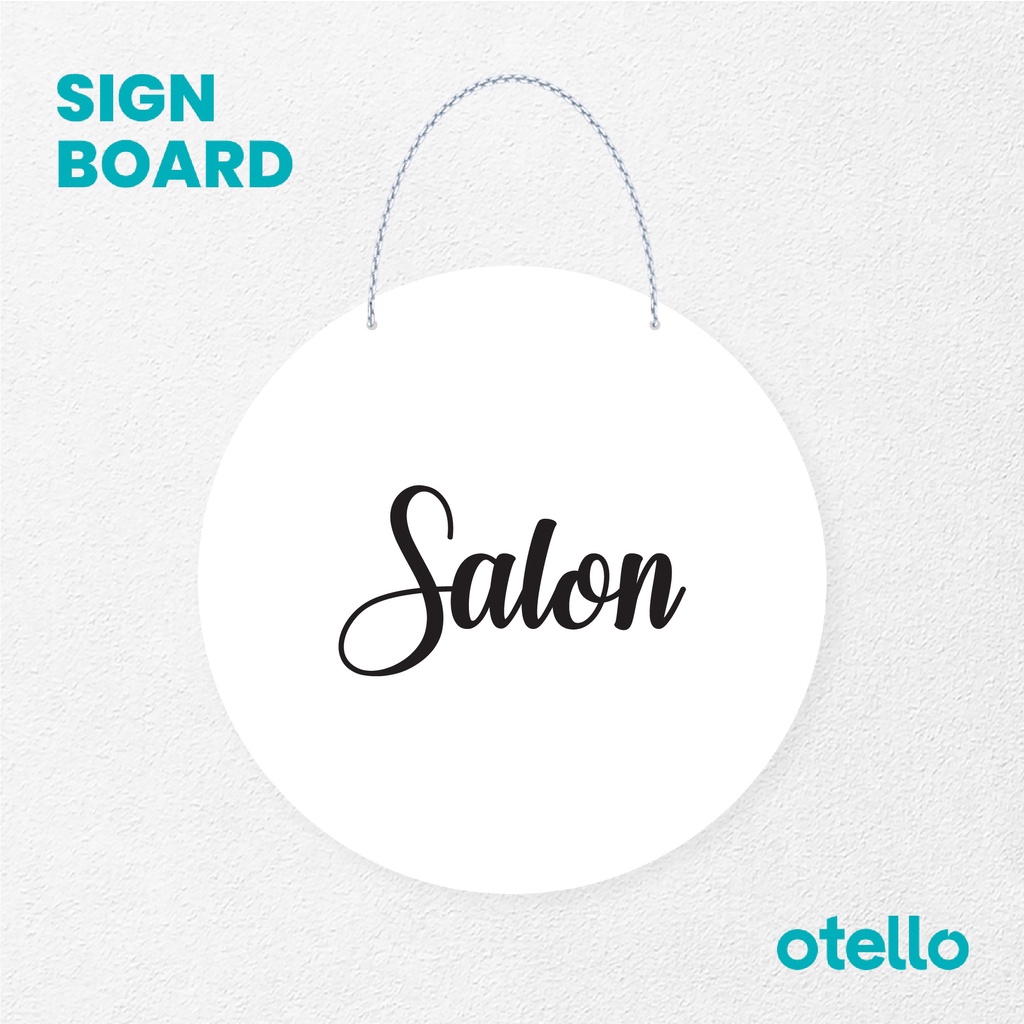 Otello Signage Salon Signage Board Acrylic Papan Gantung Akrilik Rantai Petunjuk Toko Modern Minimalist Kafe Restoran Kantor Gedung Cafe