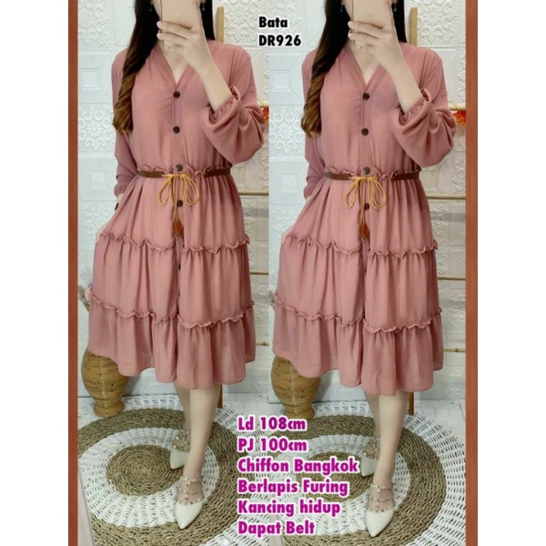 DR926 Dress casual chiffon Bangkok polos