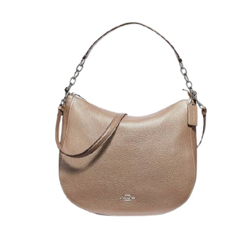 Coach Pebble Leather Elle Hobo Platinum
