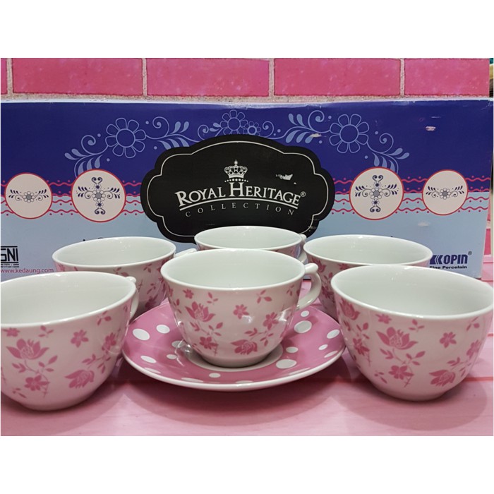 Royal Heritage Coffee Set 12 Cangkir Gelas Teh Dan Kopi Motif Bunga