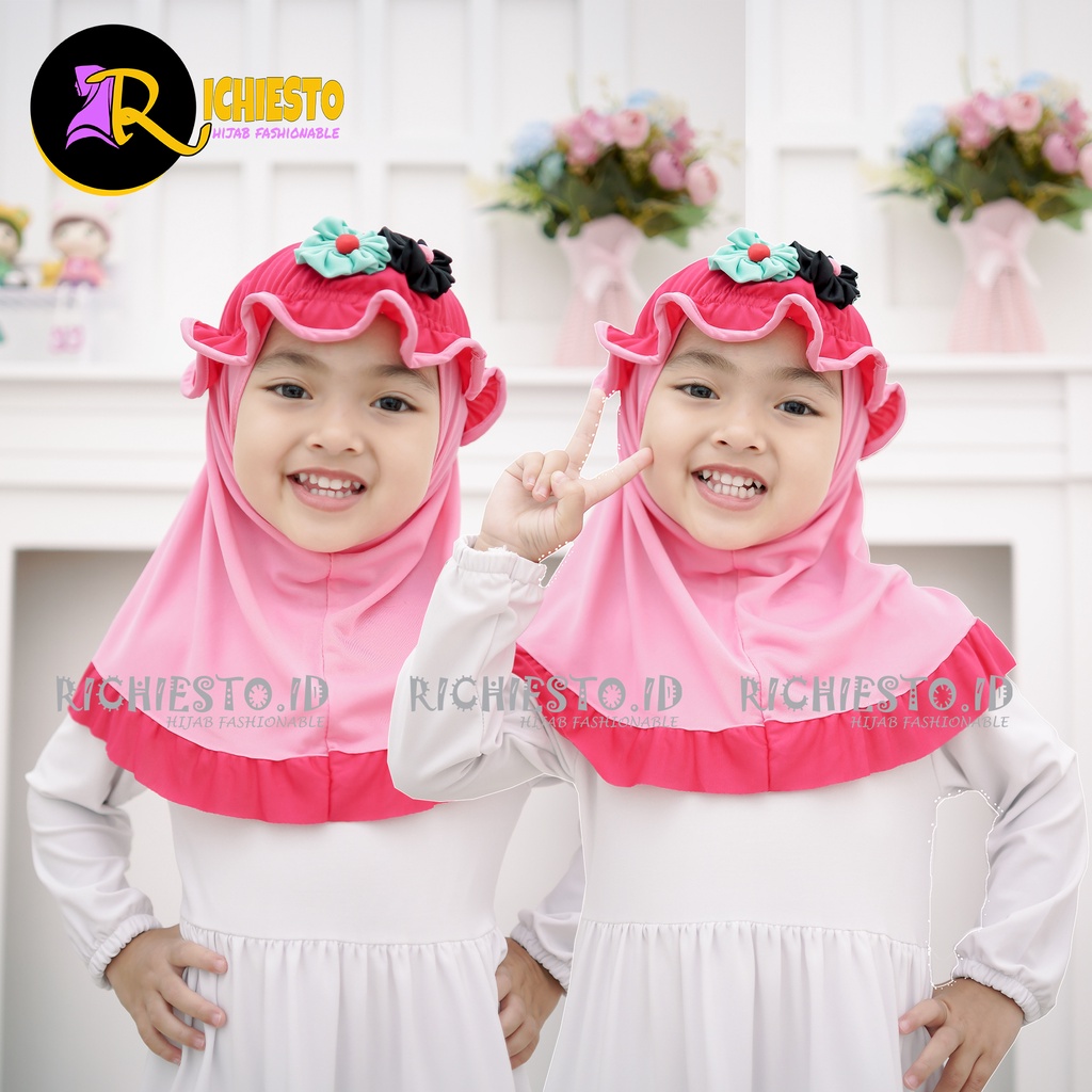 Jilbab Anak Bayi TOPI LIST POLOS Allsize 0-3 Tahun Hijab Instan Bayi  Lucu Kerudung Anak Perempuan Terbaru