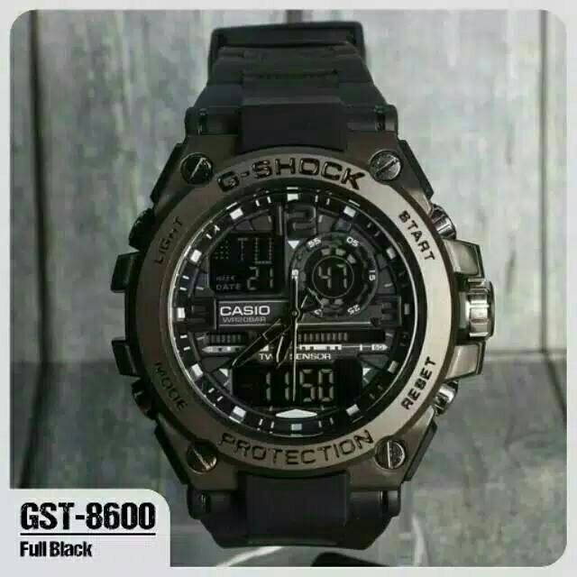 (Case Stainless) Jam Tangan Pria Anti Air Sporty G-Shock GST-8600 Black Series