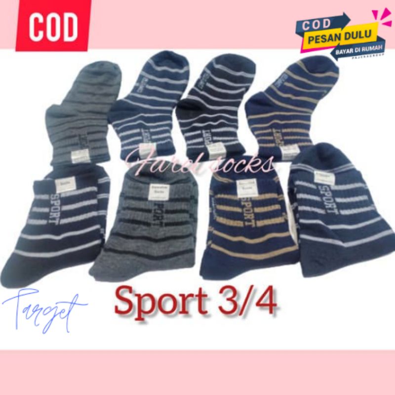 kaos kaki sport motif salur kaos kaki  mk karet olahraga pria wanita no kemas