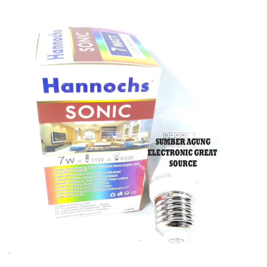 Hannochs Sonic Lampu LED Super Terang 7W 7 Watt Cahaya Putih SNI