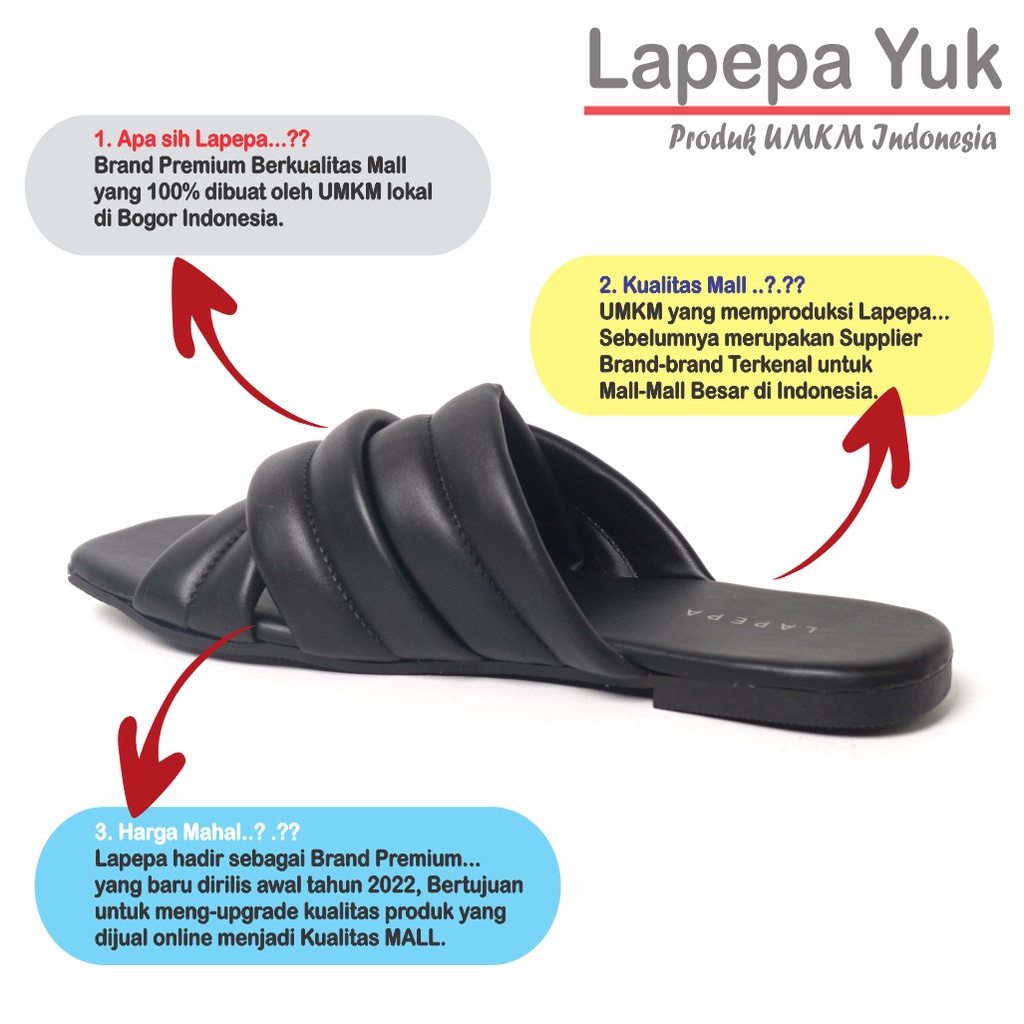 LAPEPA YUK - Sandal Wanita Teplek SHEILA ALL COLOR Sendal Cewek Flat Kasual Model Silang 3 Unik Size 36 37 38 39 40 Lucu Jalan Casual Santai Rumah Slop Warna Hitam Putih Sandals Pergi Selop Premium Original Kekinian Terbaru Shoes Mall Official Store