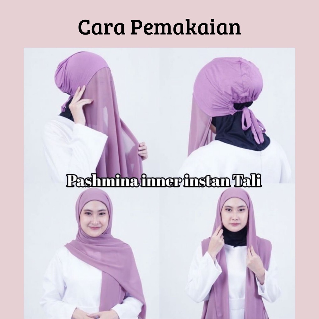 Pashmina Instan + Inner Tali Jersey 2in1 Bahan Ceruty Babydoll Premium Adem Size 173x72 / Pasmina Melayu Turki Kekinian 2022 / Kerudung Instan Wanita Muslim Panjang Polos Terbaru