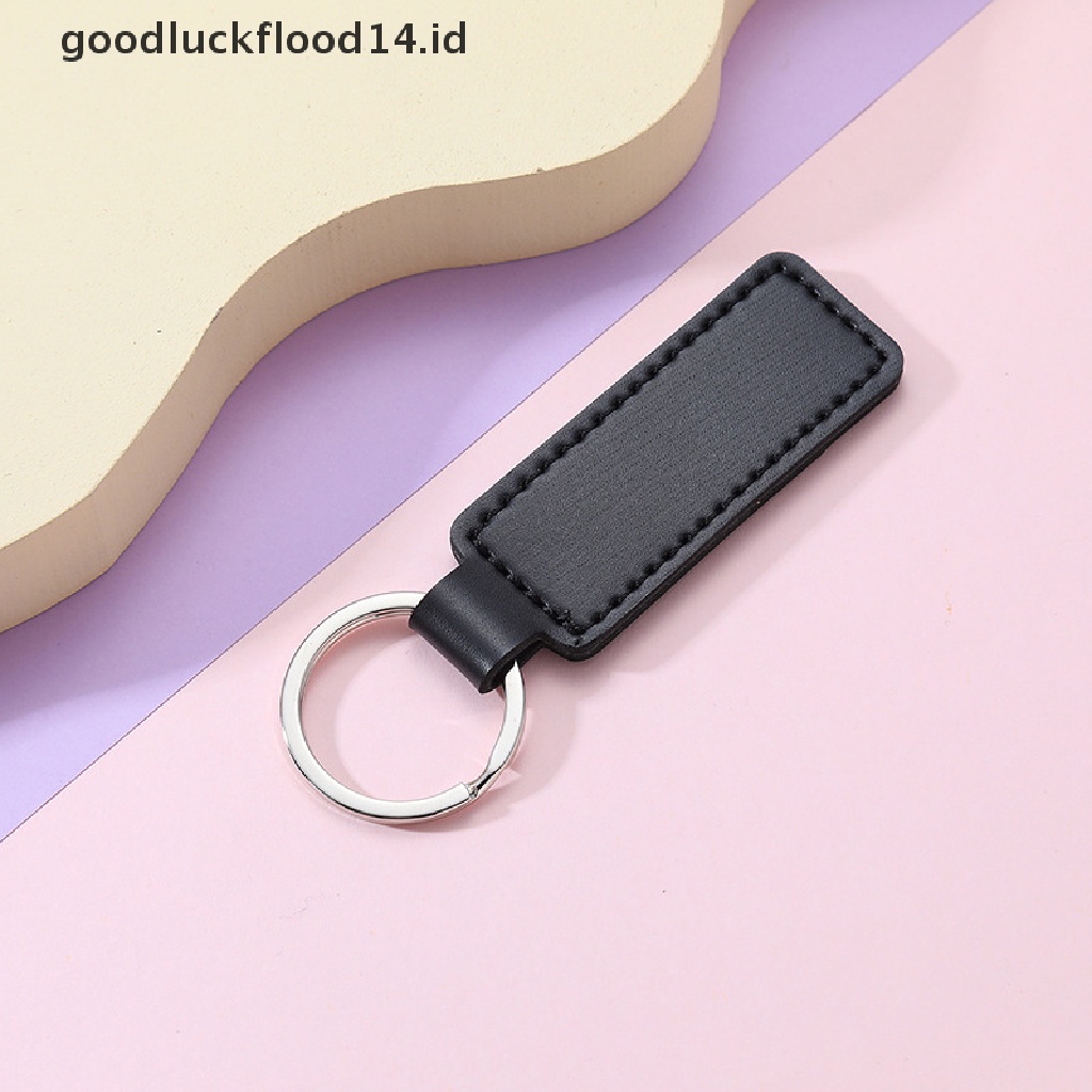 [OOID] 10 Colors Bright PU Leather Keychain Double-sided Car Thread Metal Pendant Gifts ID