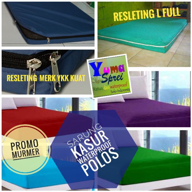 Sarung Kasur Waterproof Polos Sprei Resleting Single Dan Double King Queen Tinggi 10 15 20 25 30 Shopee Indonesia