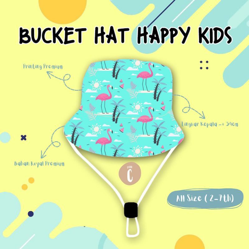 BUCKET HAT HAPPY KIDS 2-7thn