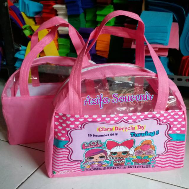 

Tas Souvenir Ulang Tahun Goodie Bag Ultah Custom model Busur Printing Full Color