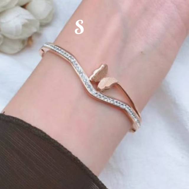 Gelang bangle korea simple titanium asli anti karat dan alergi GBT-26