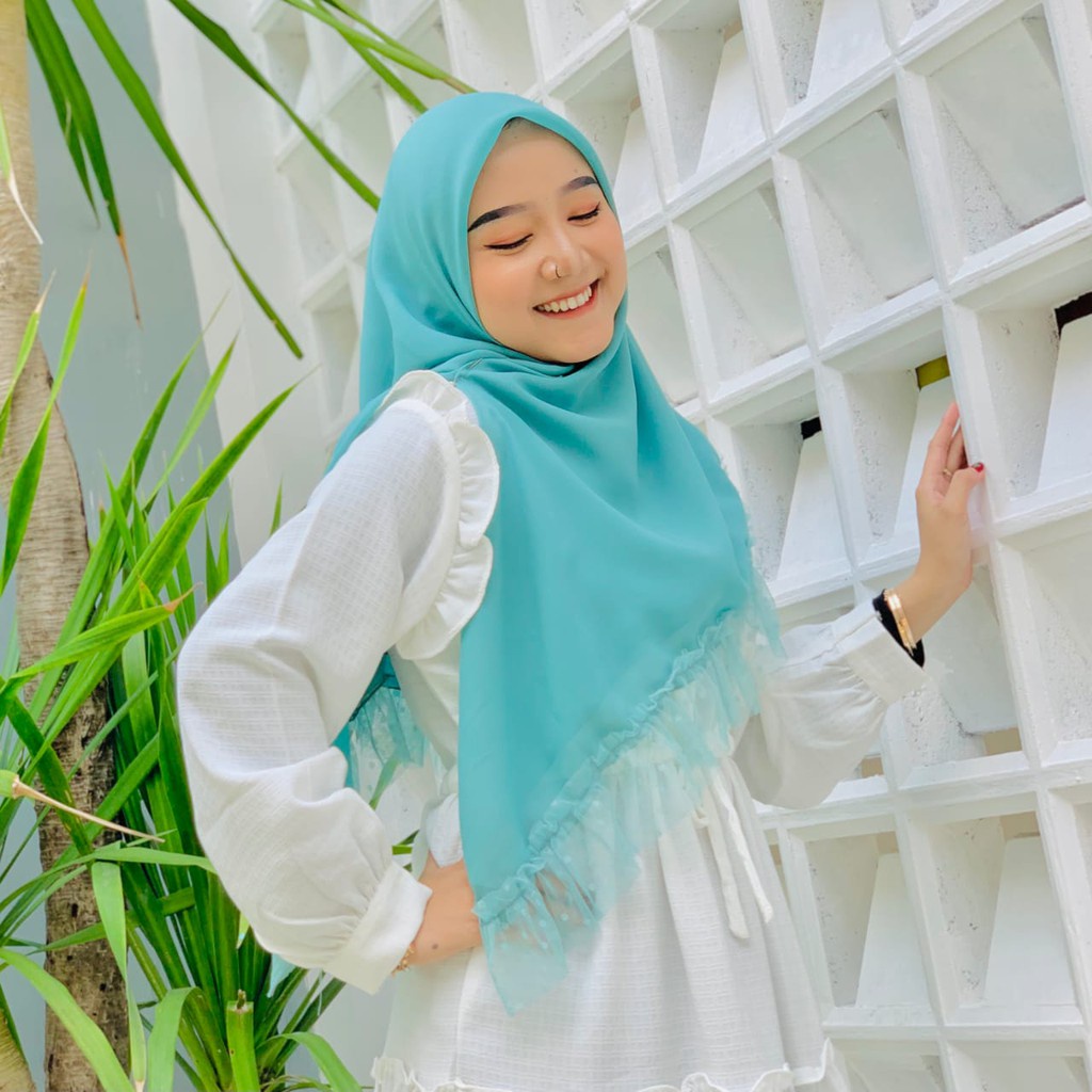 Segiempat Doty / Bella square rempel dotty / segiempat Bella Rapunzell Hijab Ruffle square