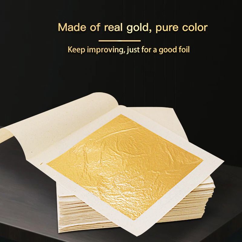 100 Lembar Kertas Foil Emas/Kertas Foil Gold/Gold Foil Leaf/Gold Foil Paper Untuk Jewelry Making