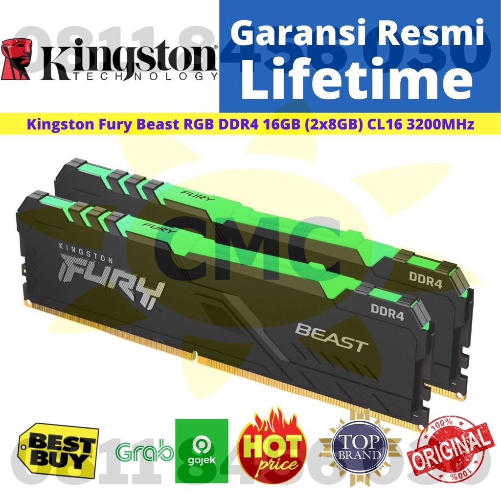 DDR4 KINGSTON KF432C16BBAK2/16 FURY BEAST RGB 16GB 2X8GB 3200MHz