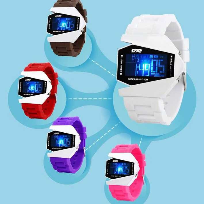 SKMEI Jam Tangan Airplane Digital Pria Keren Jamtangan Pesawat Trendy Cowok Wristwatch Man Terbaru