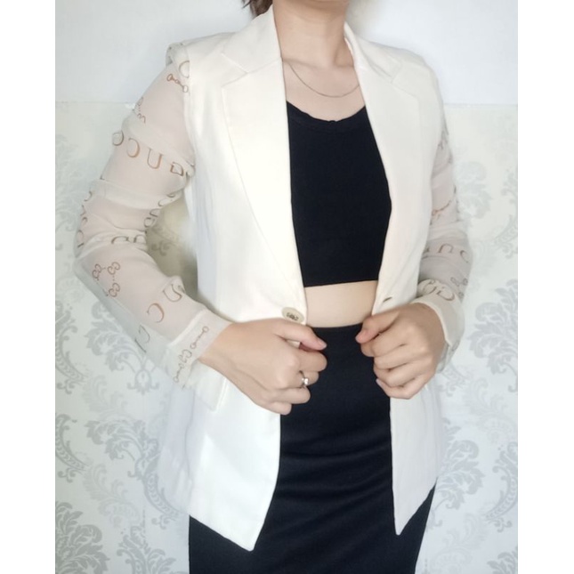BLAZER CREAM KOMBINASI SIFON