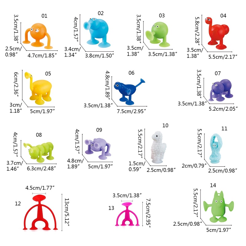 Mary Kartun Suction Cup Untuk Pop Fidget Animal Figure Mainan Pesta Anak Favor Sensory Building Block Silikon Lembut Kecemasan