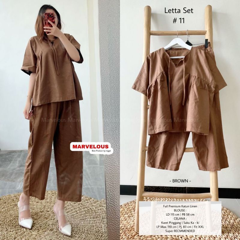 letta set #11 set wanita bahan katun rami by marvelous