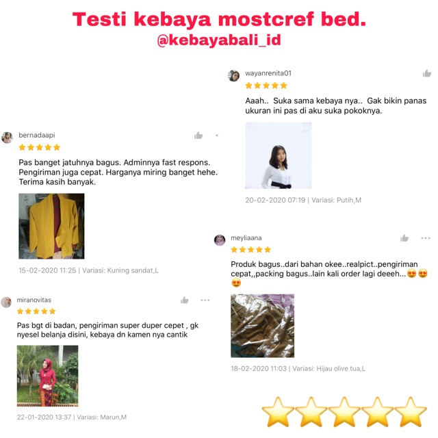 Kebaya bali mostcref bed kutu baru tangan panjang