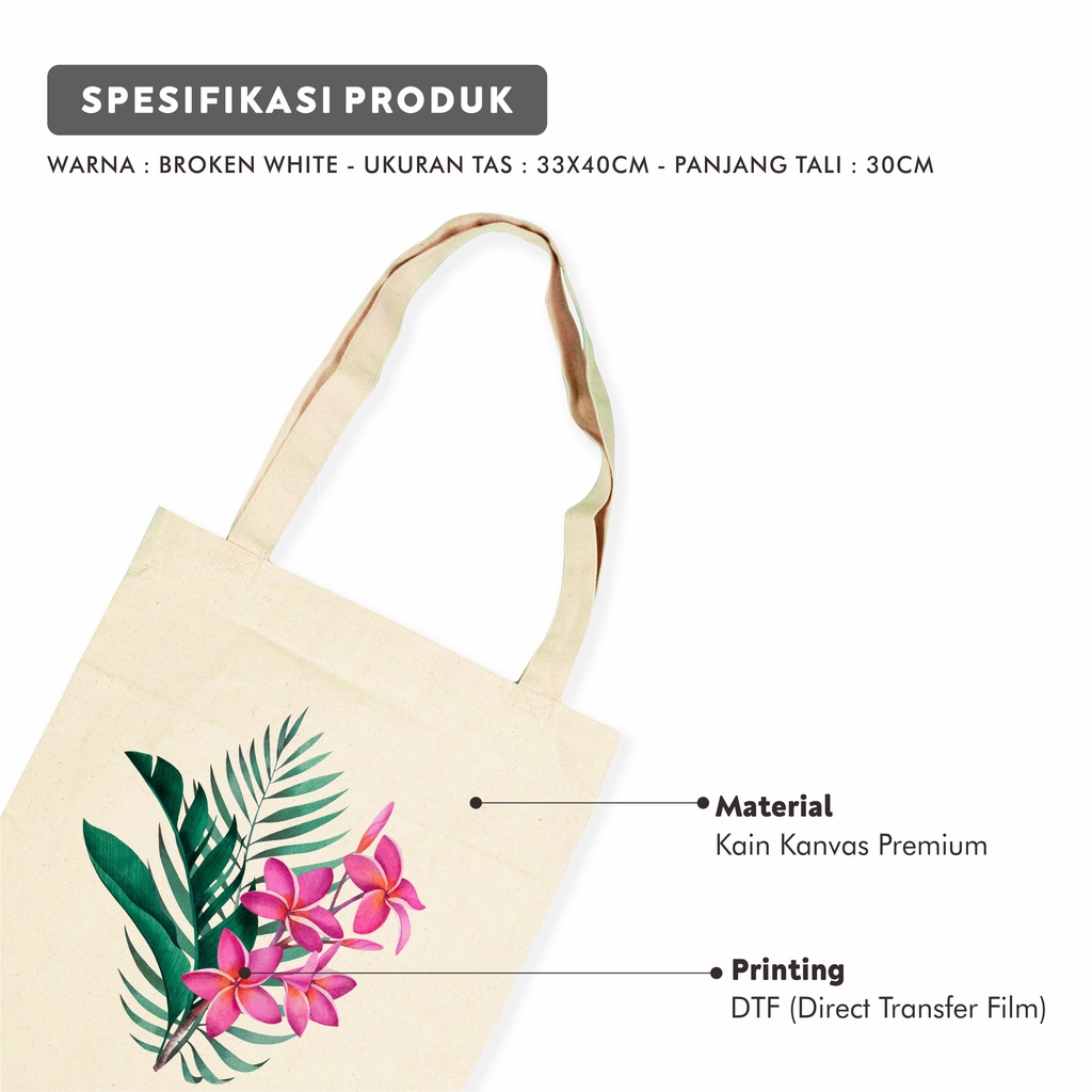 Sevine Tote Bag Kanvas Tas Fashion Totebag Wanita DTF Printing  Tropical Aesthetic Series - KTF3