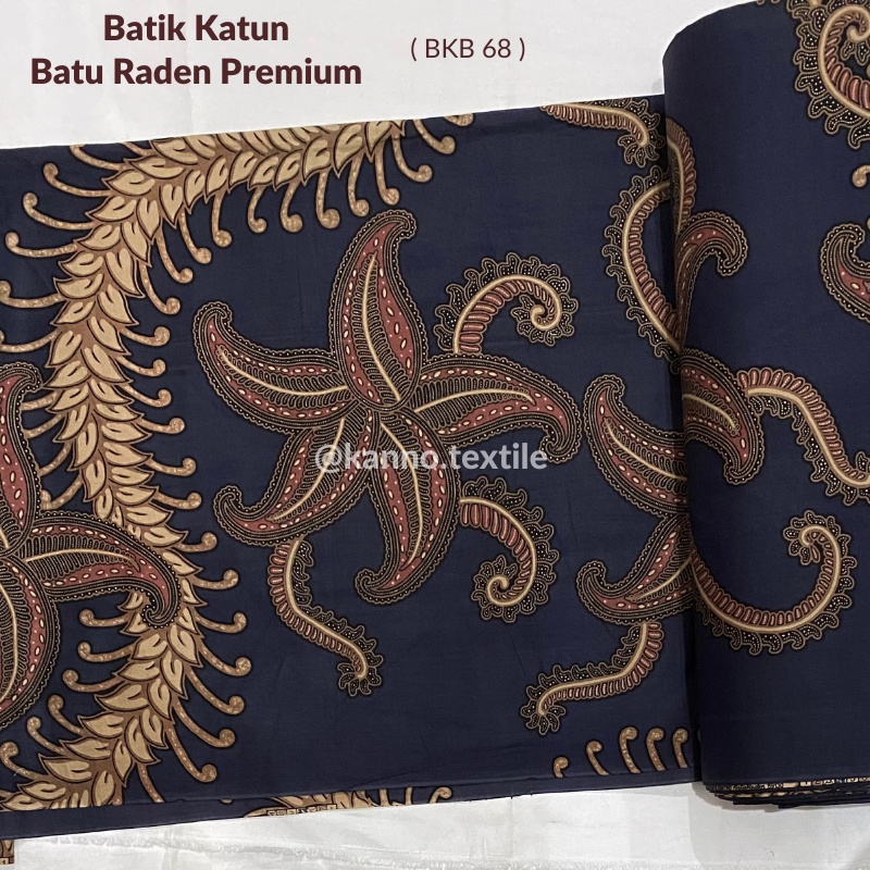 Kain Batik Katun Primisima BK68 Motif Bintang Laut Warna Abu Tua Cream