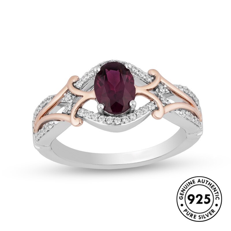 Cincin Berlian Amethyst Bahan S925 Silver Warna Rose Gold