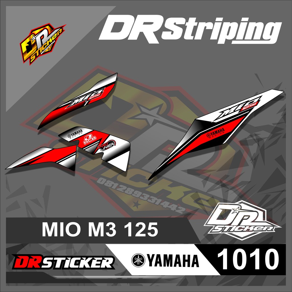 1010 STRIPING STICKER MIO M3 125 DESAIN LIS RACING SEMI FULL STICKER RACING MIO M3 Semi Full