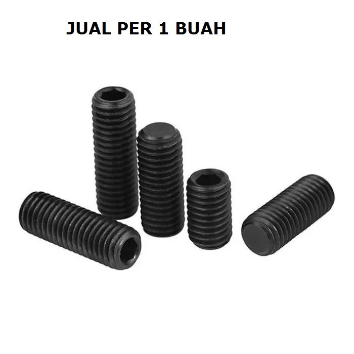 Baut Tanpa Kepala M 4 x 4 mm Baut Kunci L Long Drat Hitam Headless Baut L Tanam Diameter m 4 Panjang