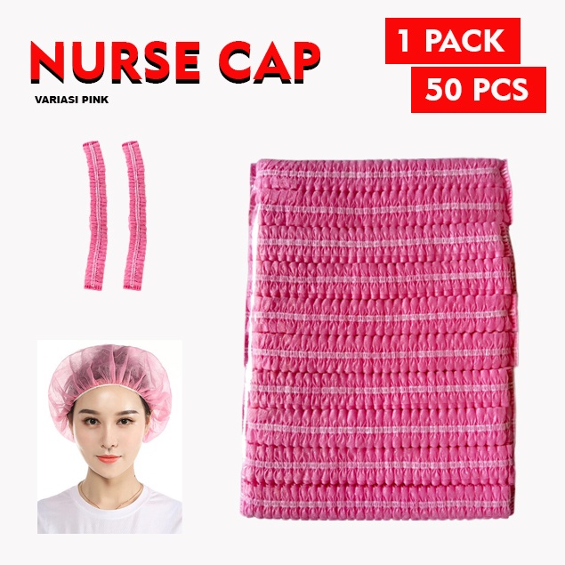 Nurse Cap Topi Penutup Kepala Pelindung Rambut 1 Pack 50 Pcs