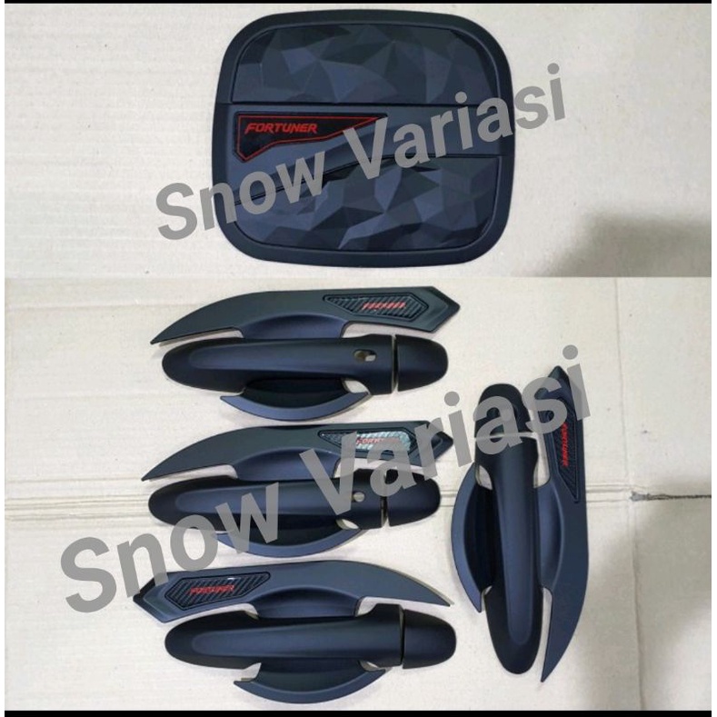 PAKET Outer + Handle + Tank Cover All New Fortuner 2016 - 2021 Hitam Black Doff