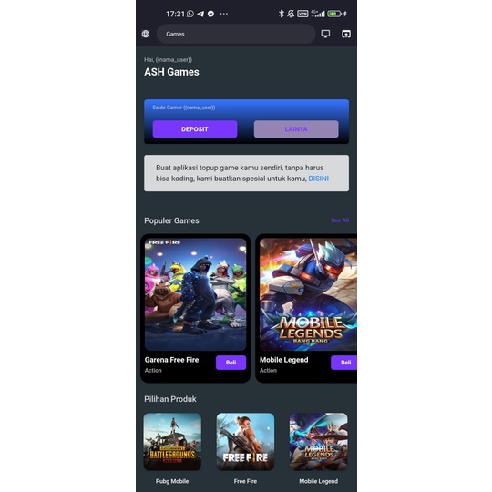 Script Home HTML bukaOlshop