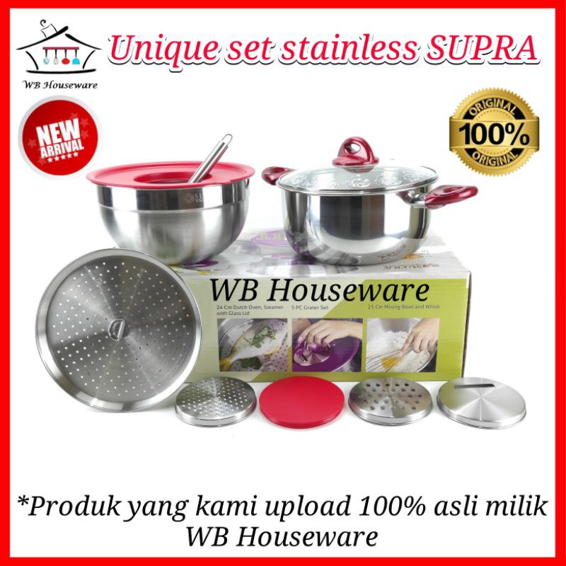 Panci set cookware 10pcs / unique set stainless / panci adonan SUPRA