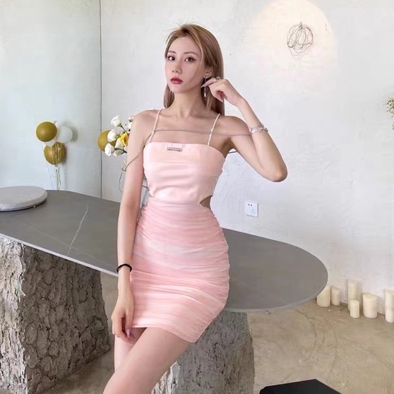 【Moon Blush】Korean Summer BackLest Bodycon Mini Dress M020(S/M/L)