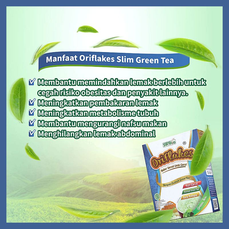 ORIFLAKES SEREAL UMBI GARUT ASAM LAMBUNG MAAG GERD DIET SLIM GREENTEA 350 GRAM