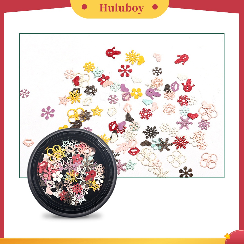 Huluboy Huluboy♡ 100pcs / Kotak Sequin Ultra Tipis Bentuk Snowflake Natal Untuk Nail Art