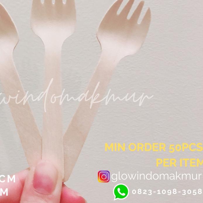 ✧ 100pcs Gase Kayu Spork Sendok Makan Kayu Garpu Makan Kayu Wooden Spoon Wooden Fork Wooden Spork ➣