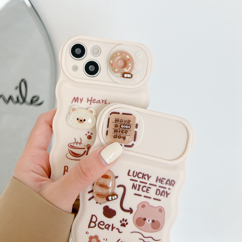 Soft Case Pelindung Kamera Motif Boneka Roti Donat Beruang Untuk IPhone 11 12 13 14 Pro Max