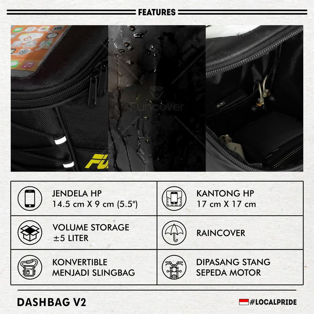 Dashbag TankBag Tas Box HP GPS Selempang Slingbag Tas Setang Sepeda Motor Waterproof