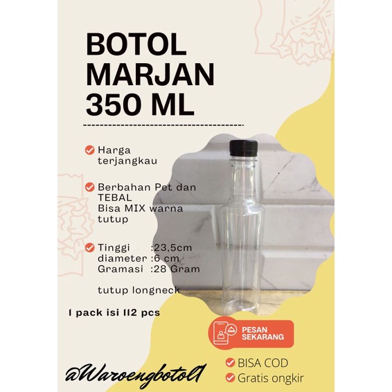 botol marjan 350 ml /botol madu/ botol plastik/botol minuman