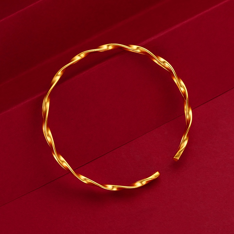 Perhiasan Gelang Lapis Emas Asli Kadar 375 Desain Gandum Telinga Ganda Untuk Wanita