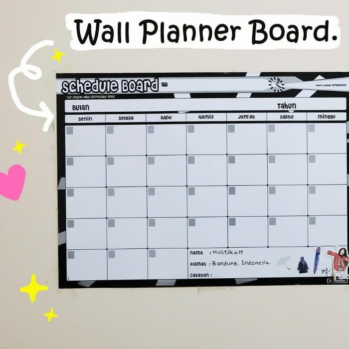 

wall planner board- schedule board- Monthly planner board