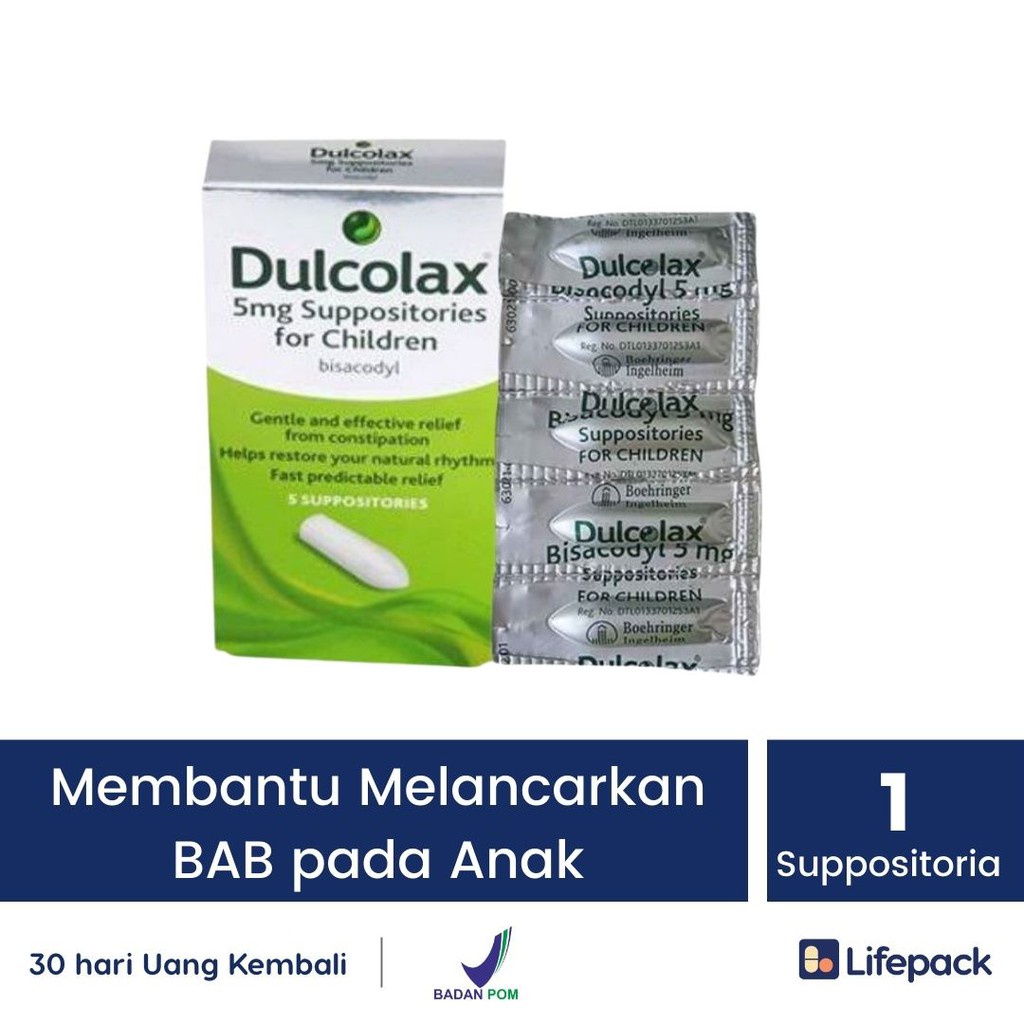 DULCOLAX SUPPO ANAK 5 MG - Obat Nyeri Buang Air Besar - LIFEPACK