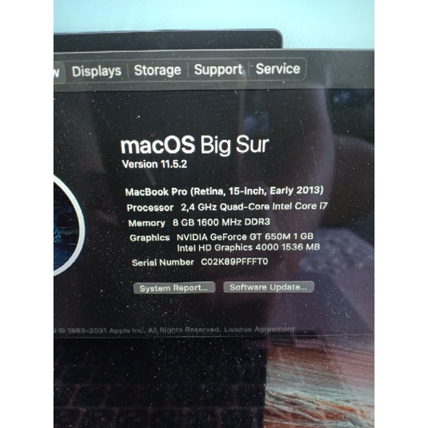 MACBOOK PRO 15 RETINA CORE I7 8GB SSD 256GB DUAL VGA NVIDIA LIKE NEW FULLSET