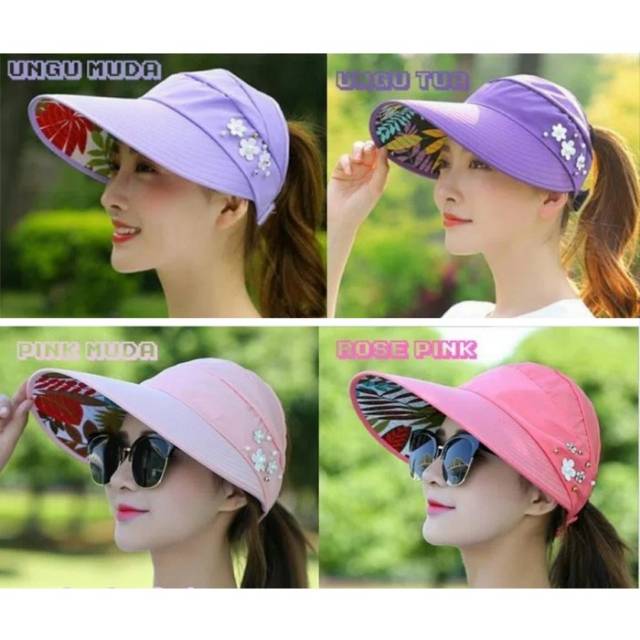 Topi Pantai Wanita import / Topi fashion Anti UV Gulung